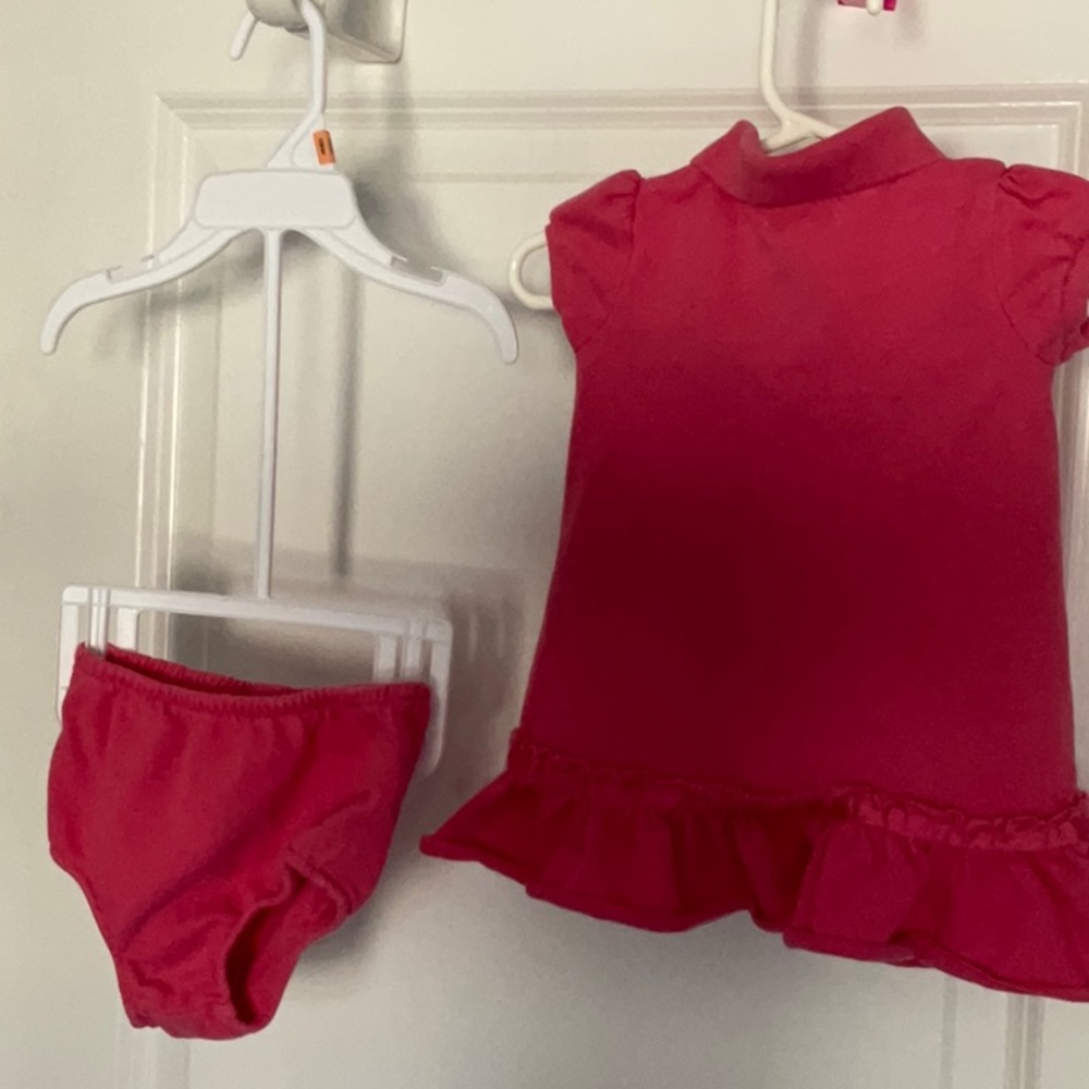 Polo by Ralph Lauren Kids Ruffle Hem Shirts - Deep Pink, Light Pink 9 months - Picture 4 of 9
